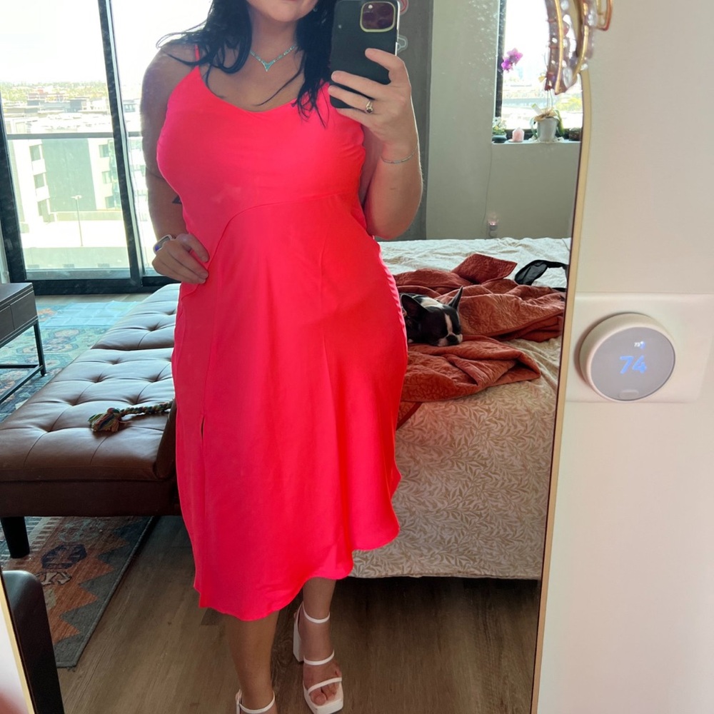 A New Day Women's Neon Pink Midi Dress